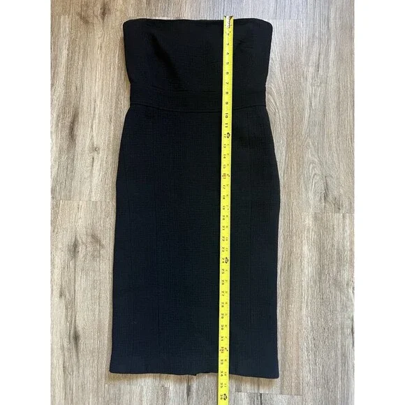 J. Crew Strapless Black Textured Wool Midi Dress Size 4 - Picture 6 of 7